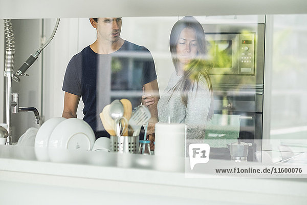 Young couple in modern kitchen