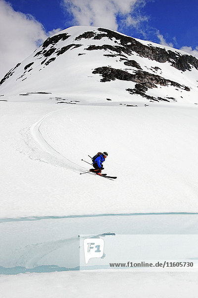 Man skiing on slope