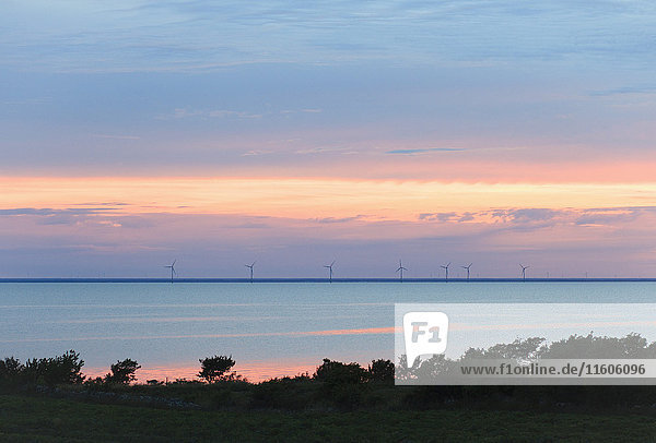 Scenic view of sea against cloudy sky during sunset,  Öland,  Sweden