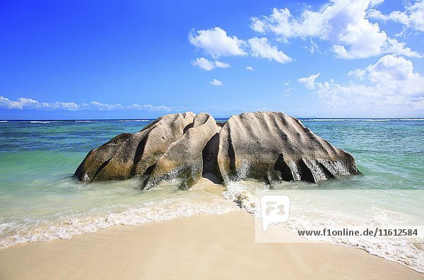 Granitfelsen,  Strand Source d'Argent,  Insel La Digue,  Seychellen,  Afrika'.