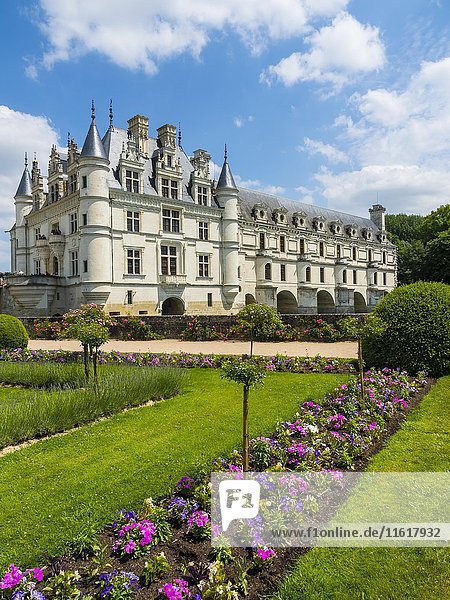 Schloss Chenonceau an der Cher  Château de Chenonceau  Department Chenonceaux  Indre-et-Loire  Region Centre  Frankreich  Europa