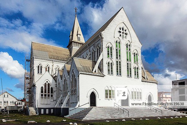 St. George's Anglican Cathedral in Georgetown  Guyana  at 143 feet tall  is one of the tallest timber-built buildings in the world. It was dedicated in 1894 and is a National Monument in Guyana.