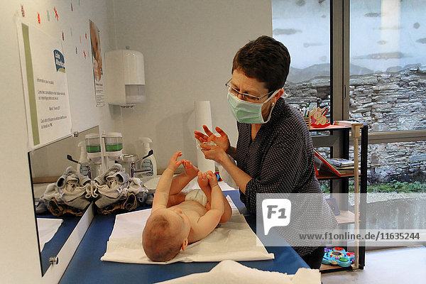 Reportage in a French Maternal and Child Protection centre in Châteaubriant  France. Consultation with a pediatrician.