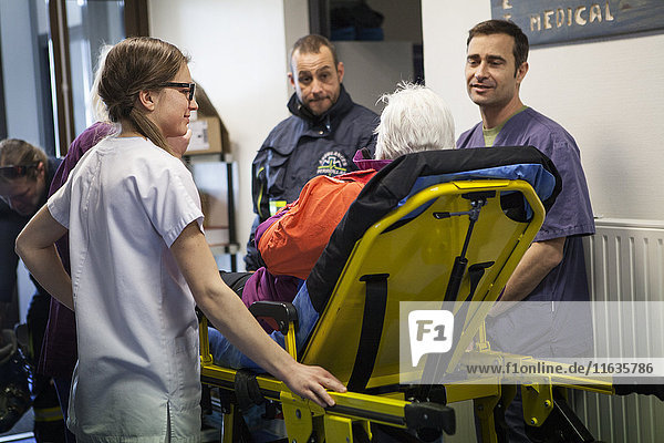 Reportage on a mountain rescue doctor working in both the Carroz and de Flaine ski resorts in Haute-Savoie  France. He treats skiers and snowboarders who have been injured on the slopes. A injured patient is taken care of by the medical team following a skiing accident.