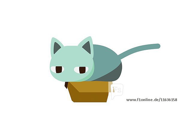 Katze drückt sich in kleine Box Animation