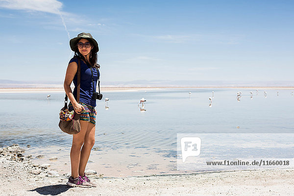 Woman by lake  San Pedro de Atacama  Chile