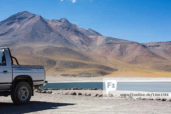 Vehicle by lake miscanti San Pedro de Atacama Chile