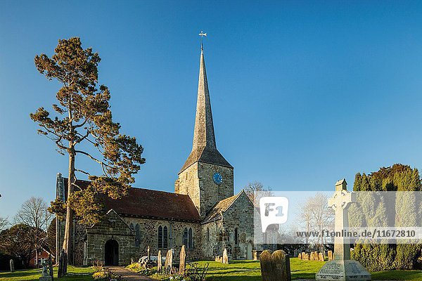 Early spring afternoon St Giles' church in Horsted Keynes  West Sussex  England.