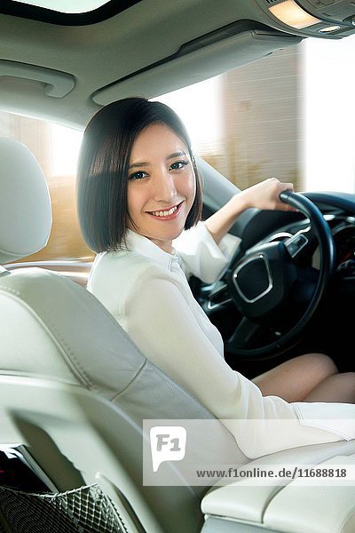 Young woman on driving