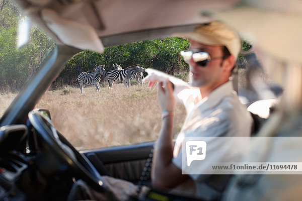 Reiseführer  der auf Zebras hinweist  Stellenbosch  Südafrika