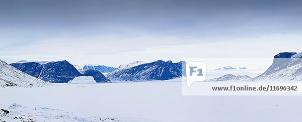Mountains in snowy landscape