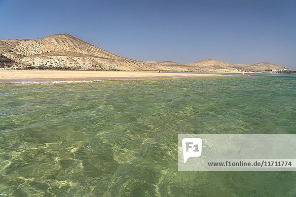 Spanien  Kanarische Inseln  Fuerteventura  Naturpark Jandia  Meer  Strand und Dünen von Playa de Sotavento
