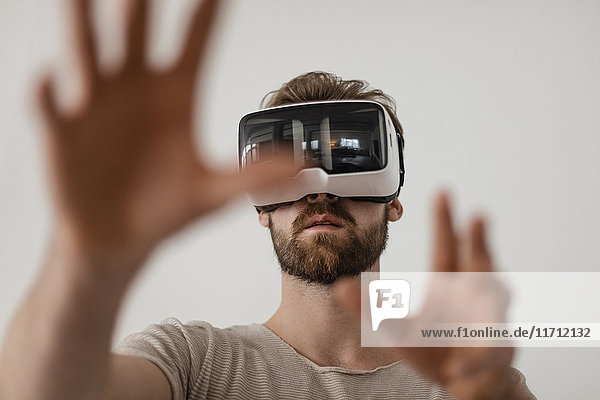 Man using Virtual Reality Glasses