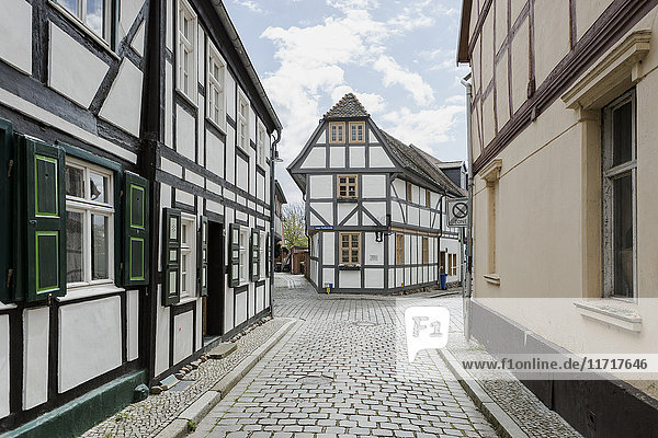 Deutschland  Sachsen-Anhalt  Tangermuende  Fachwerkhäuser in der Altstadt