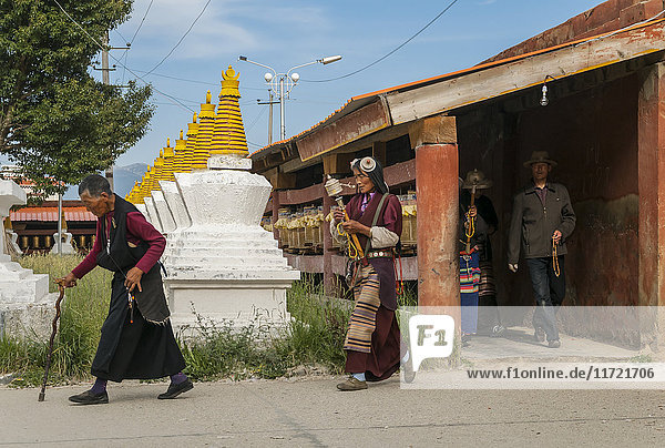 'Entrance to a big Tibetan stupa in Litang village; Litang Sichuan province China'
