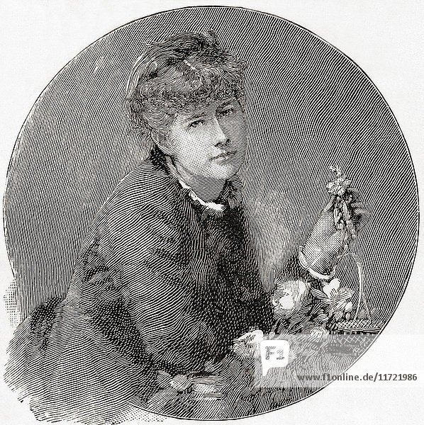 Dame Alice Ellen Terry  1847 - 1928  beruflich bekannt als Ellen Terry  hier im Alter von 28 Jahren. Englische Bühnenschauspielerin  die die führende Shakespeare-Darstellerin in Großbritannien wurde. Aus The Strand Magazine  Band I  Januar bis Juni 1891.