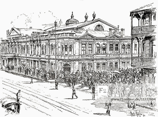 Johannesburger Börse  Südafrika im 19. Jahrhundert. Aus der Jahrhundertausgabe von Cassell's History of England  veröffentlicht um 1900