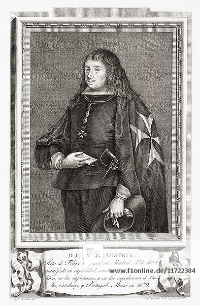 Johannes von Österreich (der Jüngere)  1629 - 1679. Spanischer General und politische Persönlichkeit. Nach einer Radierung in Retratos de Los Españoles Ilustres  veröffentlicht in Madrid  1791