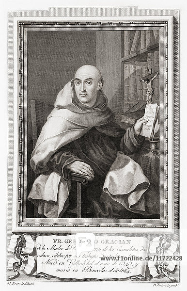 Jerónimo Gracián oder Jerome Gratian  1545 - 1614. Spanischer Karmelit und Schriftsteller. Nach einer Radierung in Retratos de Los Españoles Ilustres  veröffentlicht in Madrid  1791