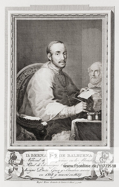 Bernardo de Balbuena  1561 - 1627. Spanischer Dichter. Nach einer Radierung in Retratos de Los Españoles Ilustres  veröffentlicht in Madrid  1791