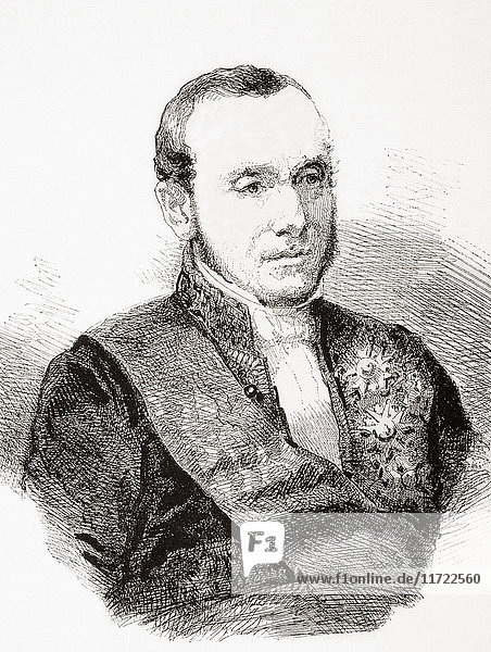 Adolphe Augustin Marie Billault  1805 - 1863. Französischer Jurist und Politiker  der in den Regierungen von Napoleon III. eine führende Rolle spielte. Aus L'Univers Illustre  veröffentlicht im Juni 1863