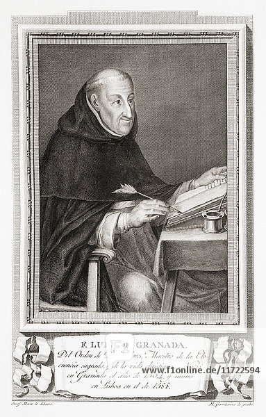 Der ehrwürdige Ludwig von Granada  1505 - 1588. Dominikanermönch  Theologe  Schriftsteller und Prediger. Nach einer Radierung in Retratos de Los Españoles Ilustres  veröffentlicht in Madrid  1791