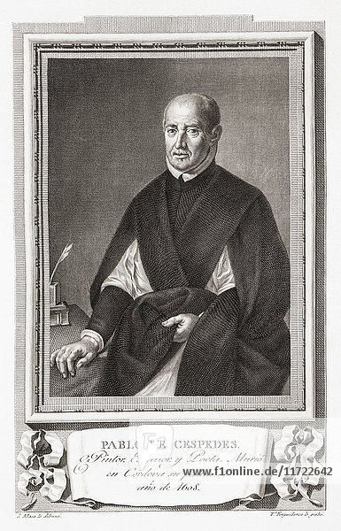 Pablo de Céspedes  1538 - 1608. Spanischer Maler  Dichter und Architekt. Nach einer Radierung in Retratos de Los Españoles Ilustres  veröffentlicht in Madrid  1791
