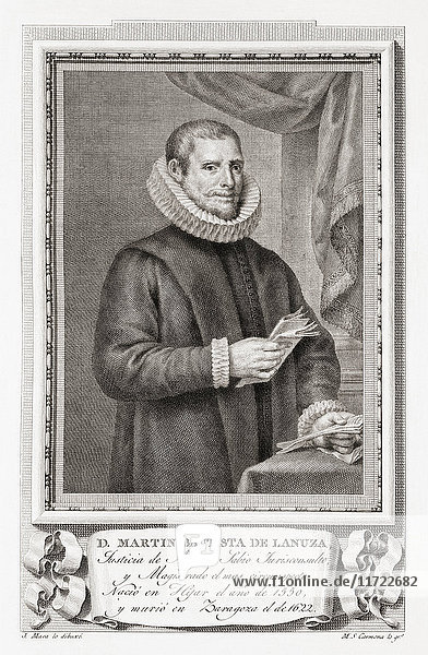 Martín Bautista de Lanuza  1550- 1622. Richter von Aragonien  Spanien. Nach einer Radierung in Retratos de Los Españoles Ilustres  veröffentlicht in Madrid  1791