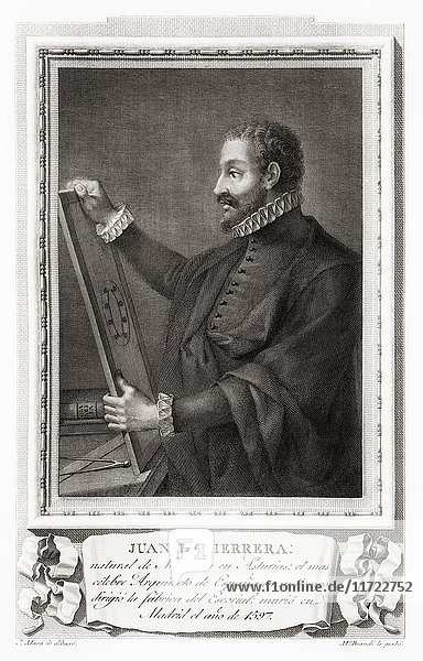 Juan de Herrera  1530 - 1597. Spanischer Architekt  Mathematiker und Geometriker. Nach einer Radierung in Retratos de Los Españoles Ilustres  veröffentlicht in Madrid  1791