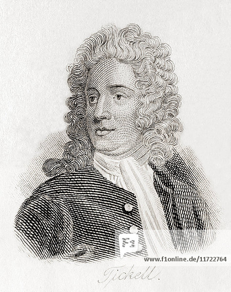 Thomas Tickell  1685 - 1740. Englischer Dichter und Literat. Aus Crabb's Historical Dictionary  veröffentlicht 1825.