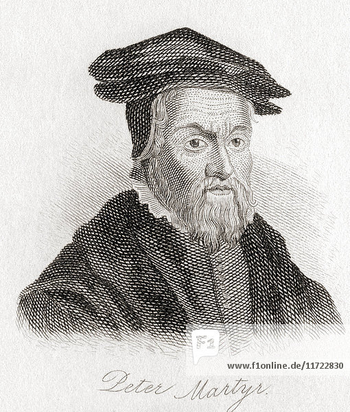 Peter Martyr Vermigli  1499 - 1562. In Italien geborener reformierter Theologe. Aus Crabb's Historical Dictionary  veröffentlicht 1825.