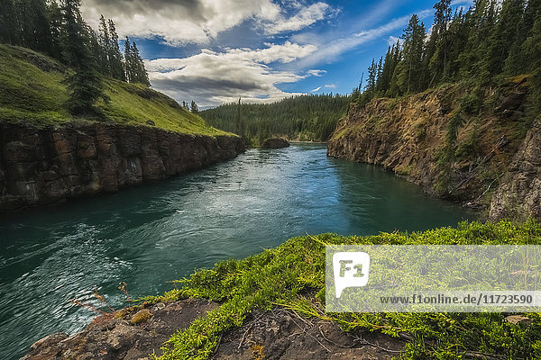 'Water flows through Miles Canyon; Whitehorse Yukon Canada'