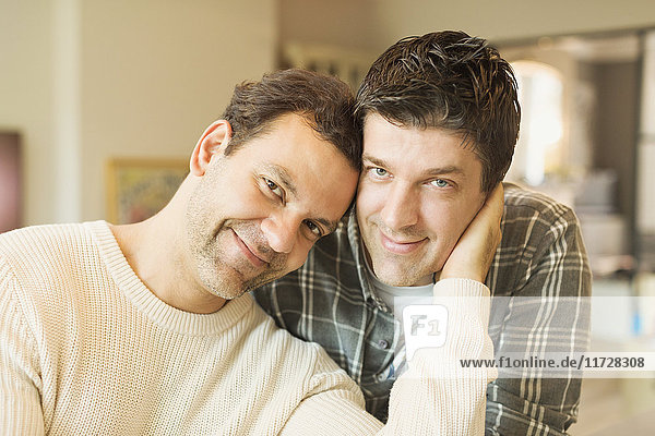 Portrait affectionate male gay couple