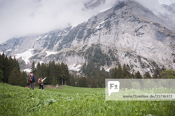 Couple hiking  Bernese Oberland  Switzerland