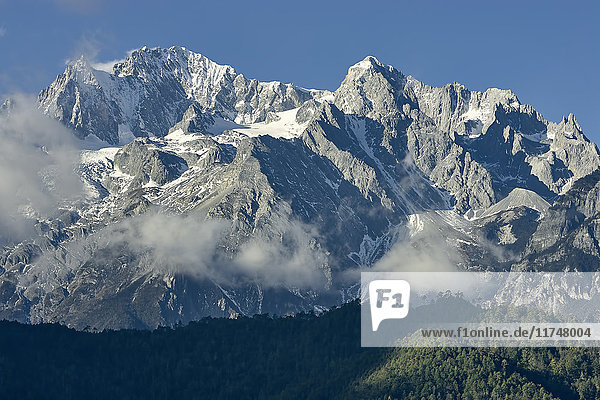 Snow capped peaks of Jade Dragon Snow Mountain Lijiang Yunnan China