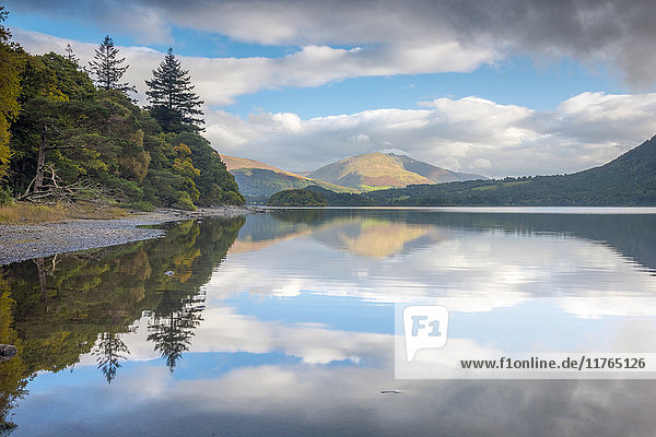 Reflektionen  Derwentwater  Lake District National Park  Cumbria  England  Vereinigtes Königreich  Europa