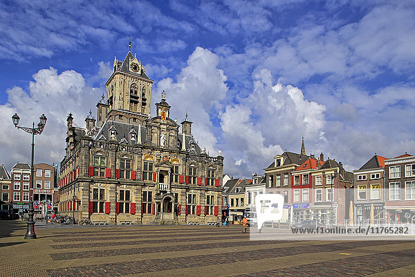 Marktplatz mit Rathaus  Delft  Südholland  Niederlande  Europa