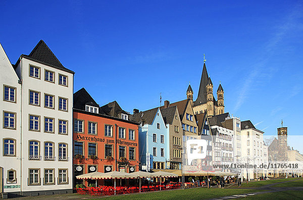 Fischmarktplatz mit Kirche Groß St. Martin  Köln  Nordrhein-Westfalen  Deutschland  Europa