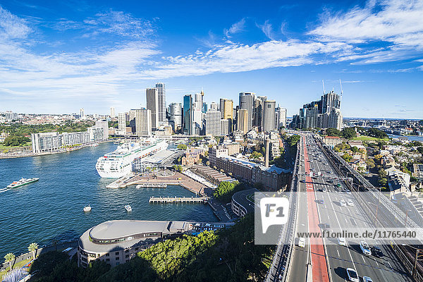 View over Sydney from the harbour bridge  Sydney  New South Wales  Australia  Pacific