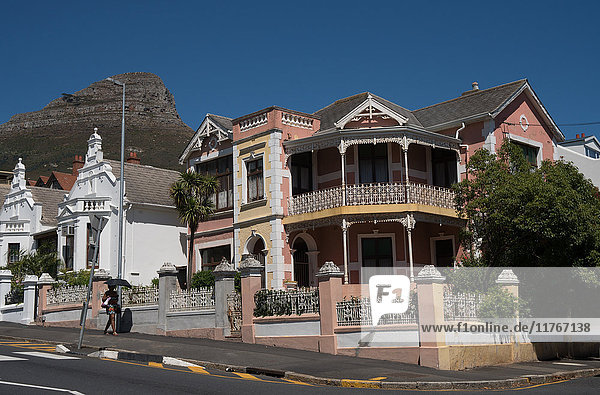 Traditionelle Kaphäuser in der Kloof Road  Kapstadt  Südafrika  Afrika
