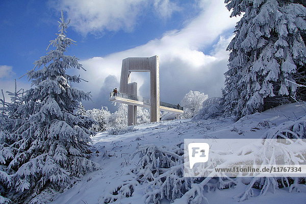 Sightseeing platform Windklang  Mount Erbeskopf  Hunsruck  Rhineland-Palatinate  Germany  Europe