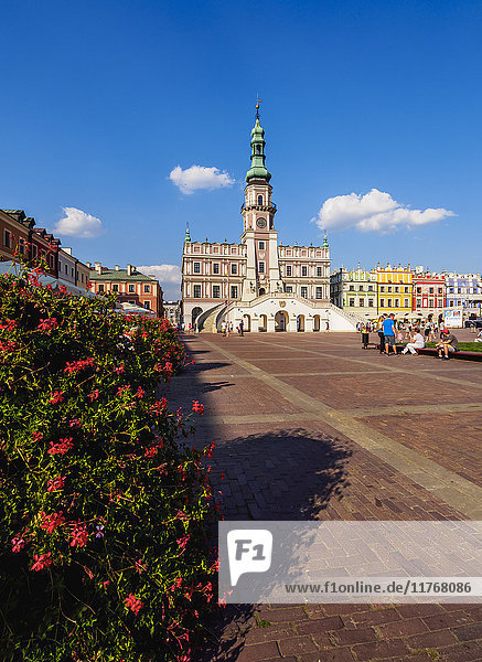 Marktplatz und Rathaus  Altstadt  UNESCO-Weltkulturerbe  Zamosc  Woiwodschaft Lublin  Polen  Europa