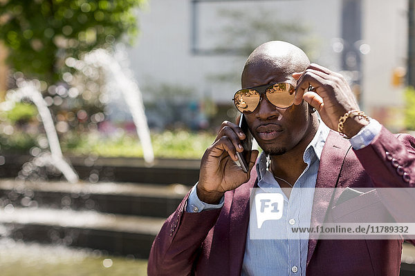 Portrait of businessman on the phone