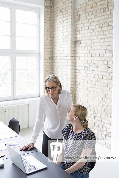 Mature businesswoman working with younger colleague in office