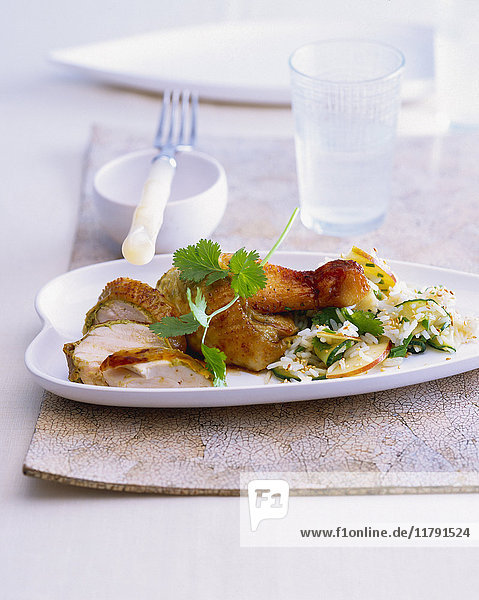 Ingwer-Knoblauch-Huhn mit Gemüsereis