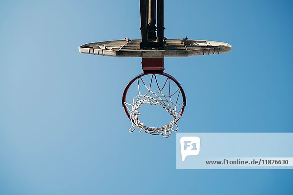 View from below basketball net