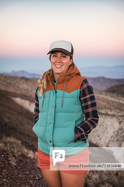 Portrait of mid adult woman in Death Valley National Park  California  USA