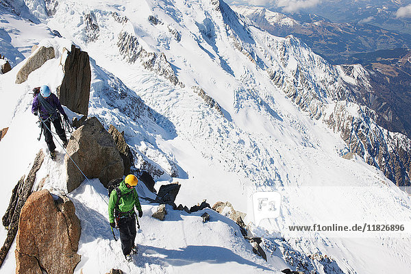 Two mountain climbers  Chamonix  France