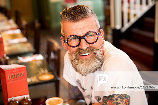 Quirky man in bar and restaurant  Bournemouth  England