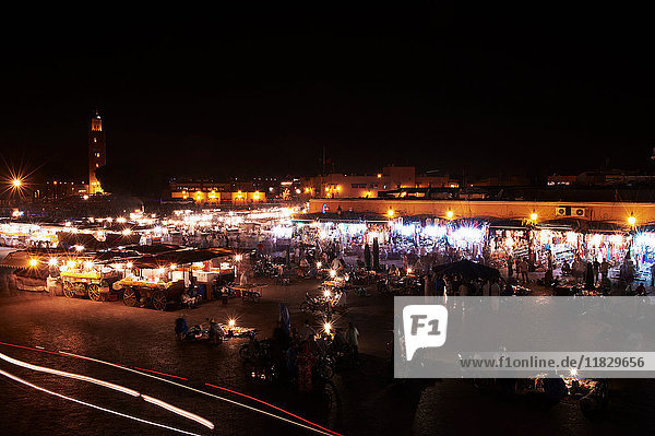 Time lapse view of urban market at night